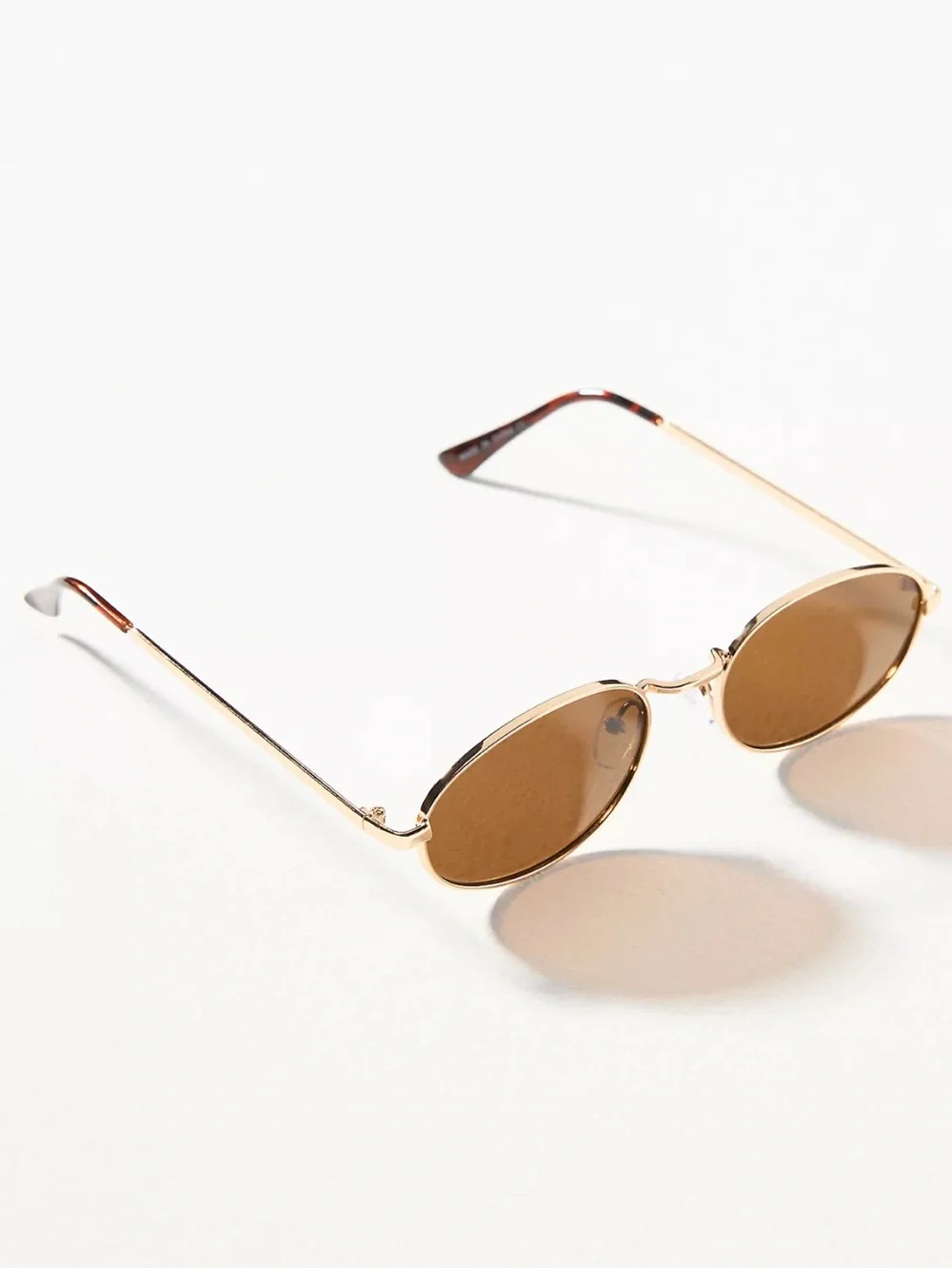 Anthropologie Gold Frame Brown Lens Oval Sunglasses